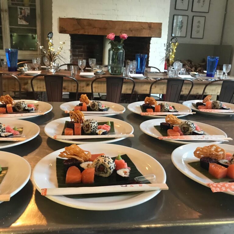 California Rolls with Salmon and Lotus Root