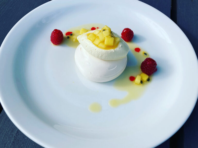 Mango & passionfruit pavlova