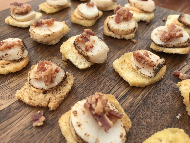 Scallop & Bacon with Coral Toast