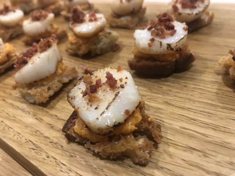 Scallop & Bacon on Coral Toast